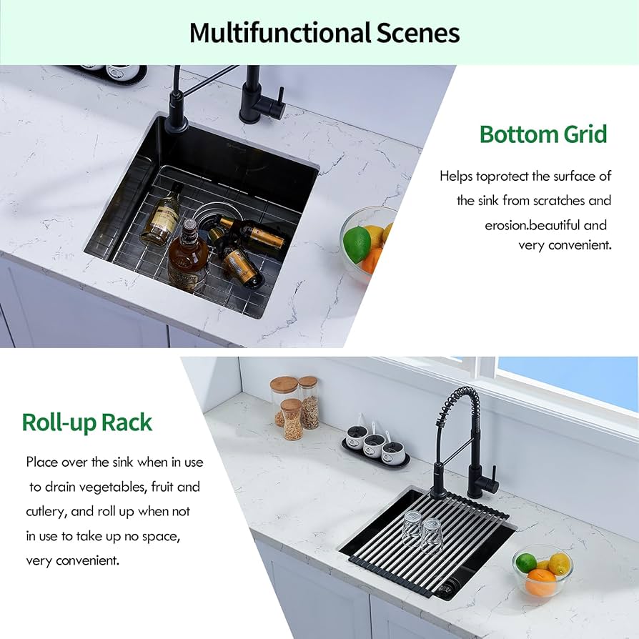 EcoChannels Undermount Kitchen Sink, 18 x 18 x 10 Inch